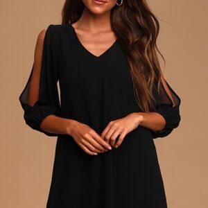 Lulus Shifting Dears Black Long Sleeve Dress - Size M